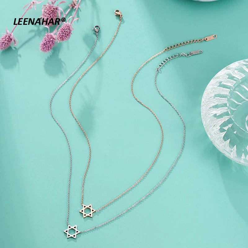 Stainless Steel Jewish Star Of David Necklace