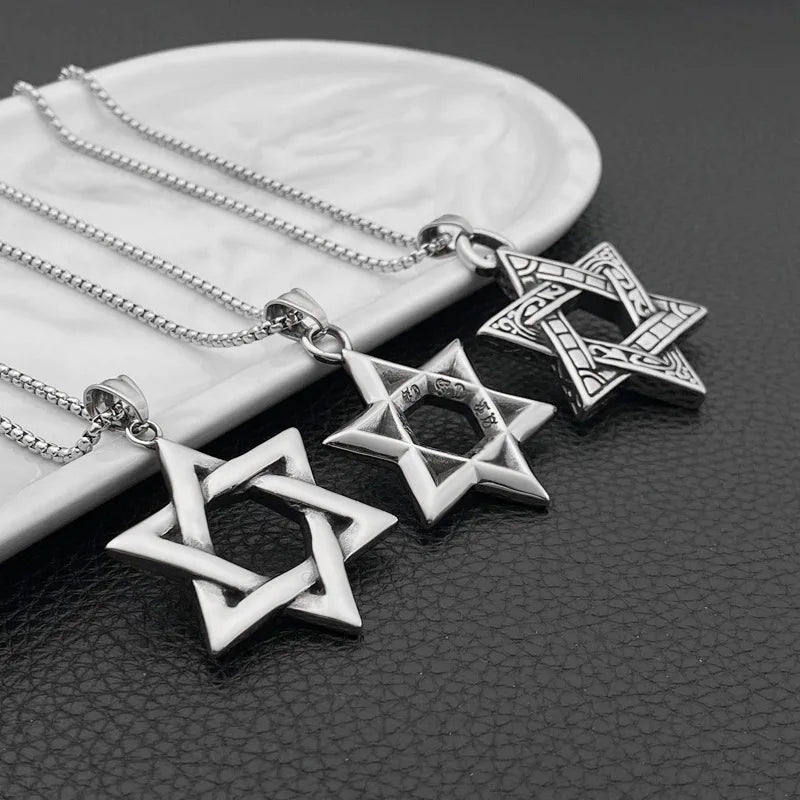 Star Of David Pendant Israel Chain Geometric Necklaces
