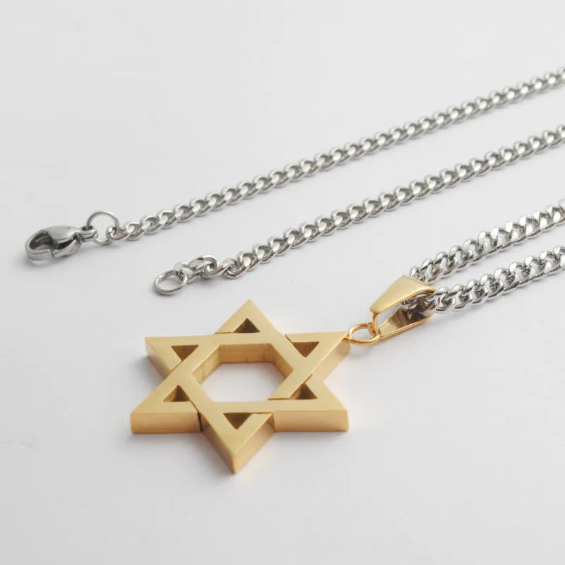 Jewish Star Of David Stainless Steel Statement Necklace