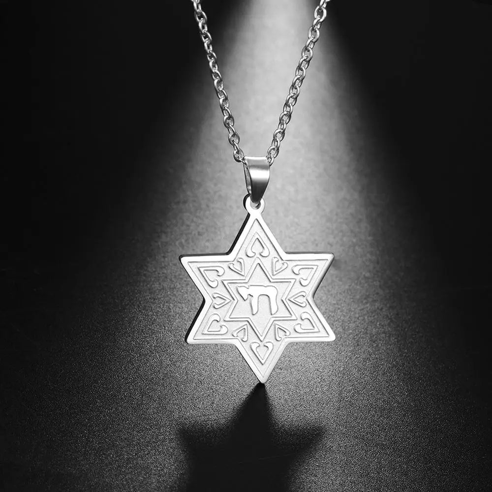 Jewish Judaism Star Of David Chai Pendant Necklace