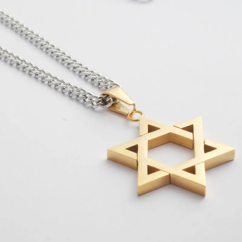 Jewish Star Of David Stainless Steel Statement Necklace