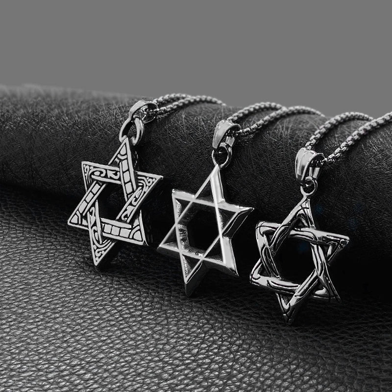 Star Of David Pendant Israel Chain Geometric Necklaces