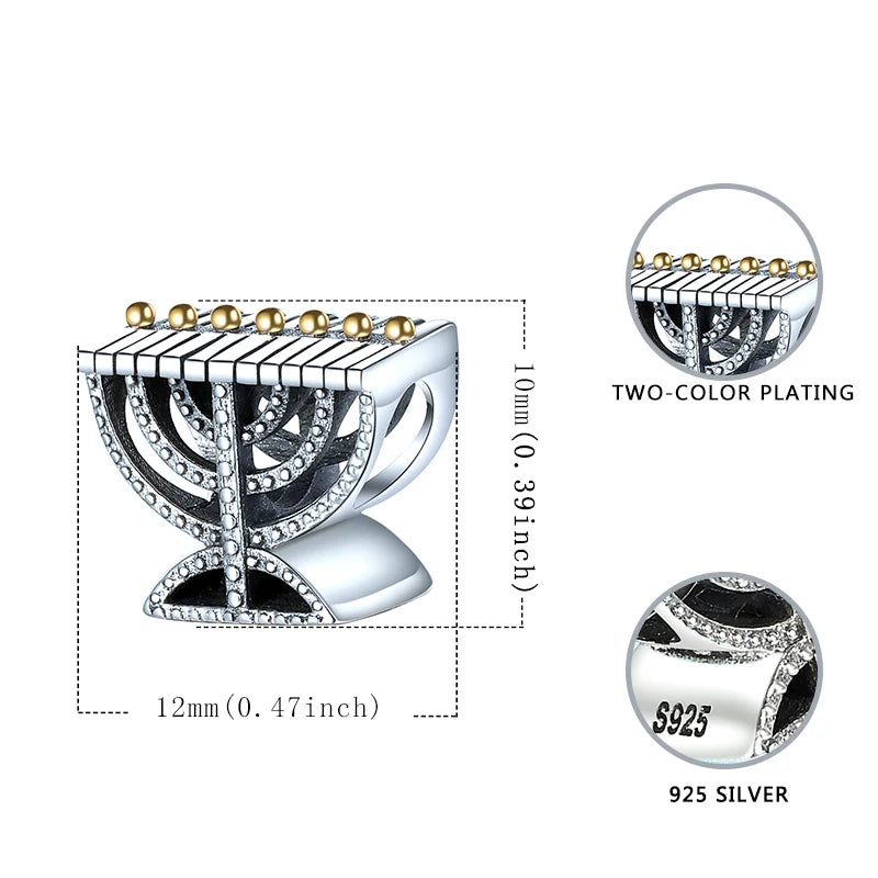 Menorah Judaica Jewish Beads Charms Jewelry