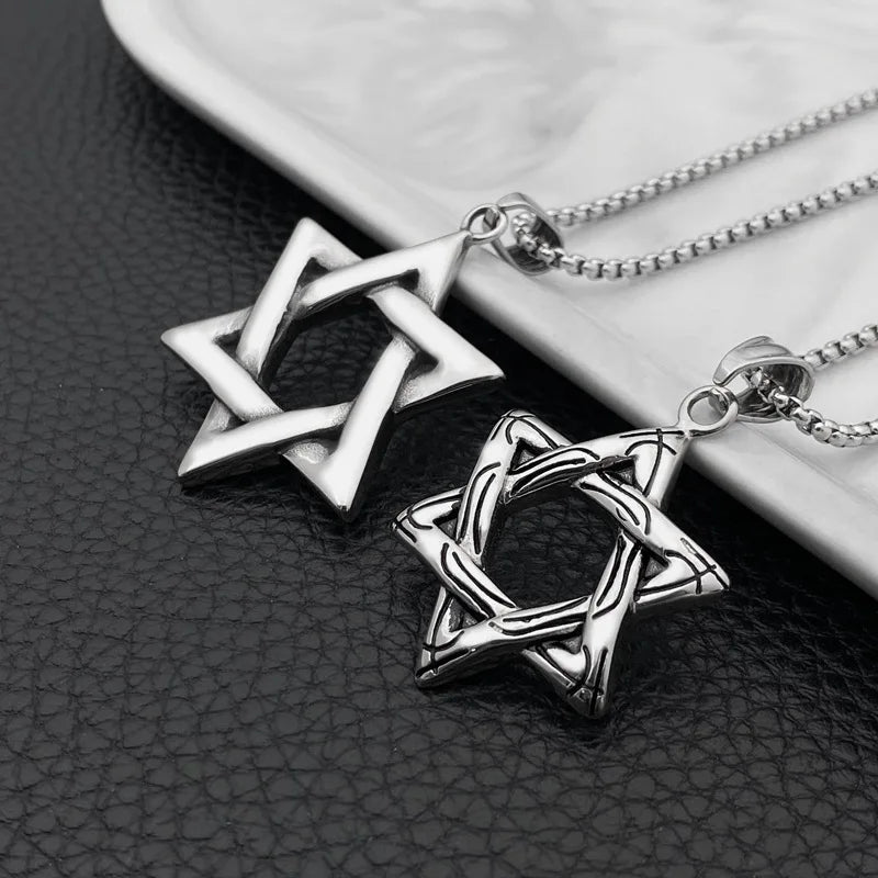 Star Of David Pendant Israel Chain Geometric Necklaces