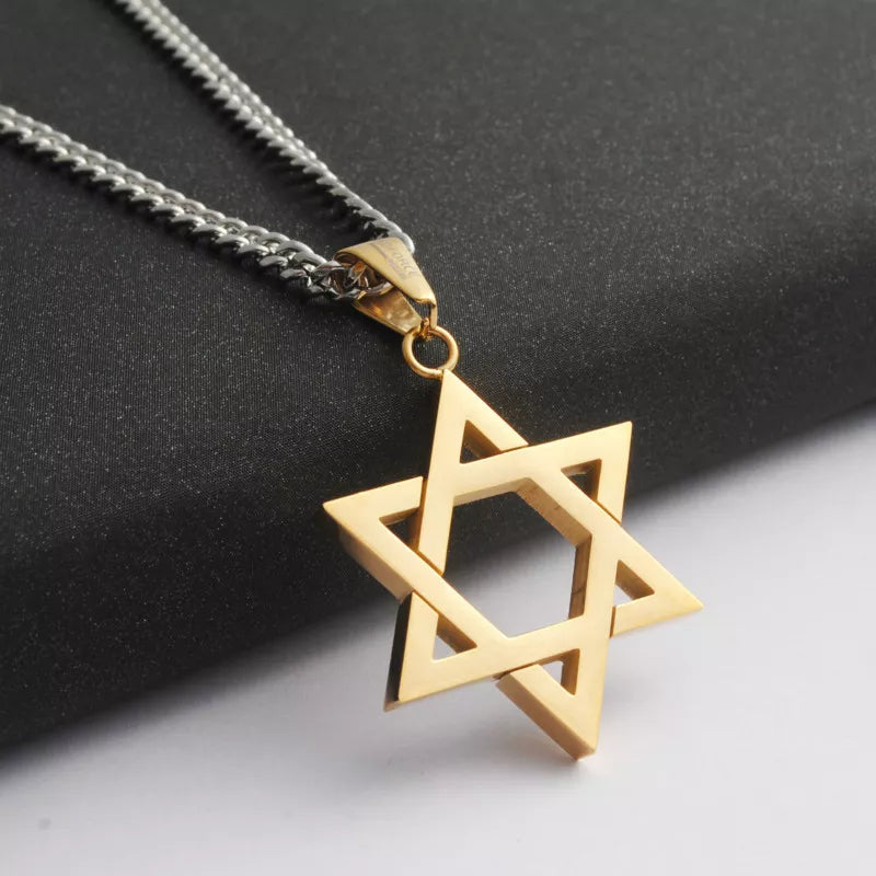 Jewish Star Of David Stainless Steel Statement Necklace