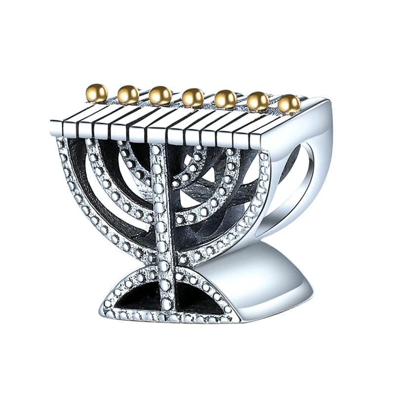Menorah Judaica Jewish Beads Charms Jewelry