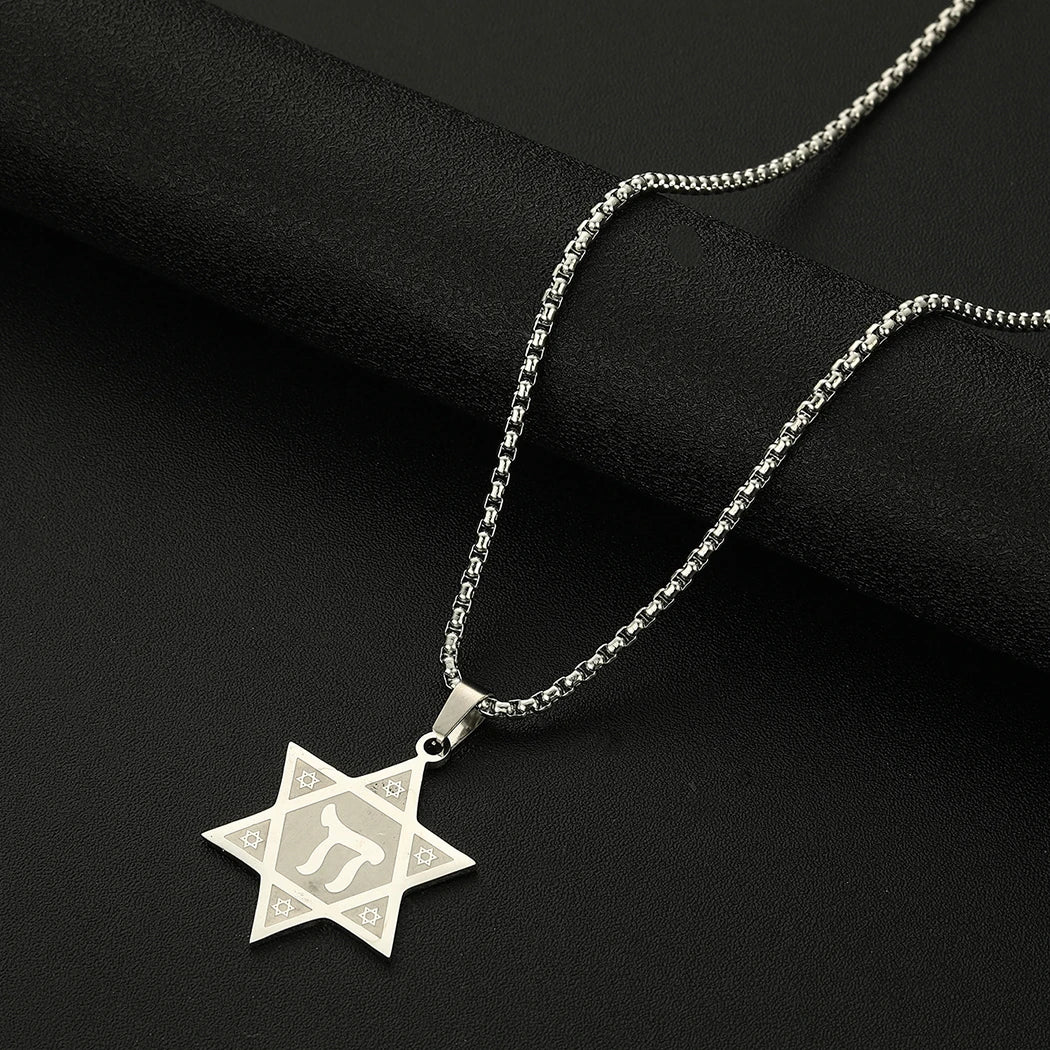 Star Of David Jewish Chai Kabbalah Pendant Necklace