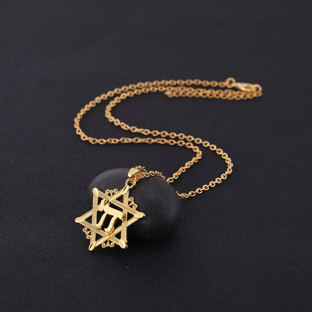 Chai Pendant Men David Star Necklace