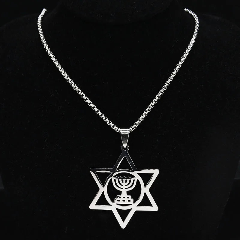 Menorah Star David Jewish Magen Judaica Necklace