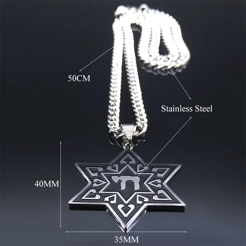 Hexagram Hebrew Jewish Chai David Star Necklaces