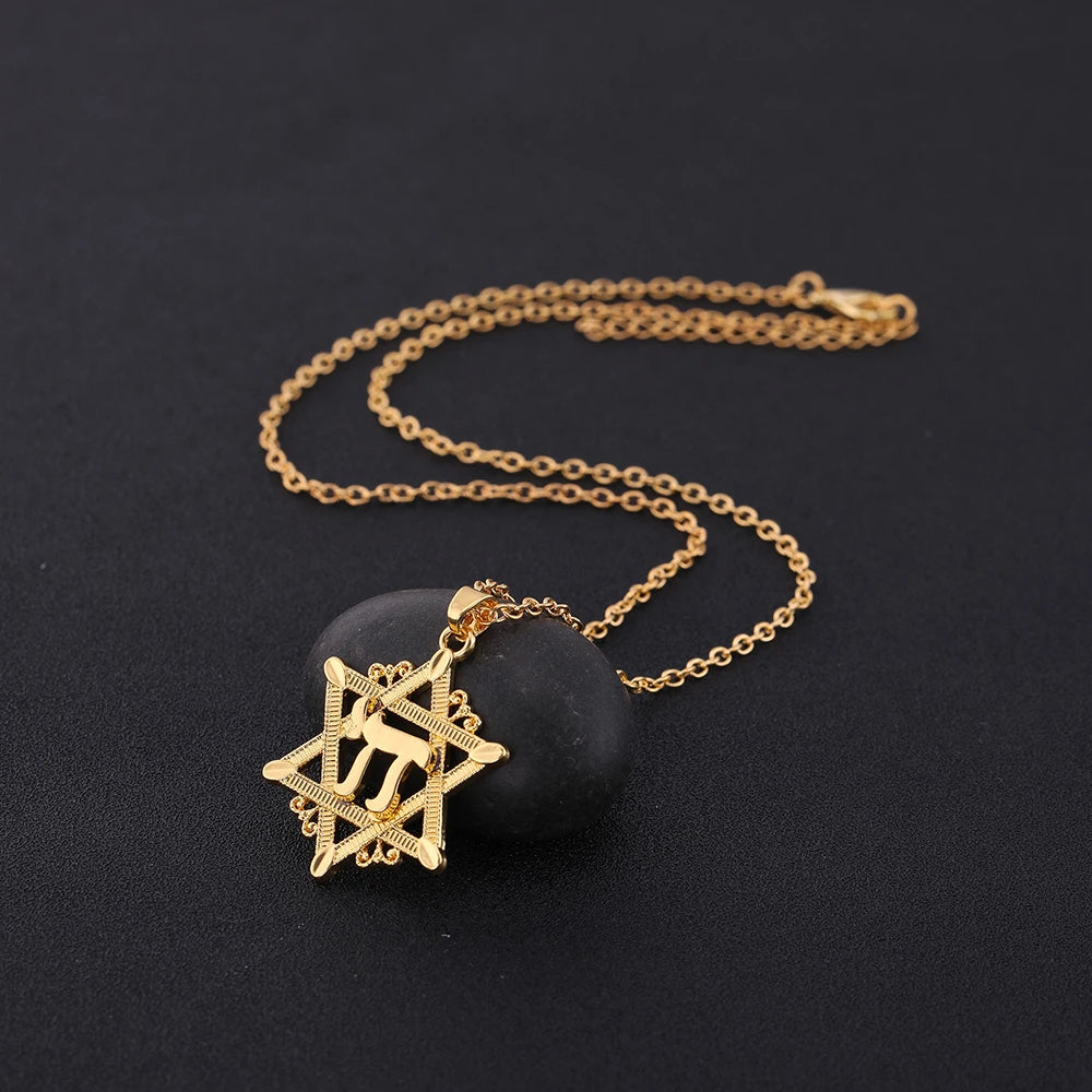 Hexagram Chai Pendant Star Of David Necklace