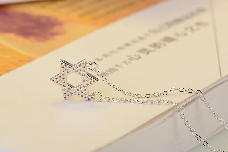 Zircon Magen Star Of David Hexagram Pendant Necklace