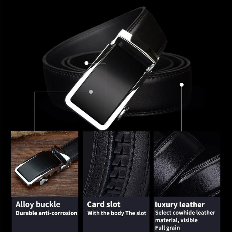 COWATHER 2021 Automatic Buckle Metal Belts for Men Cow Genuine Leather Belt high grade new Fashion style Leather Men Belts