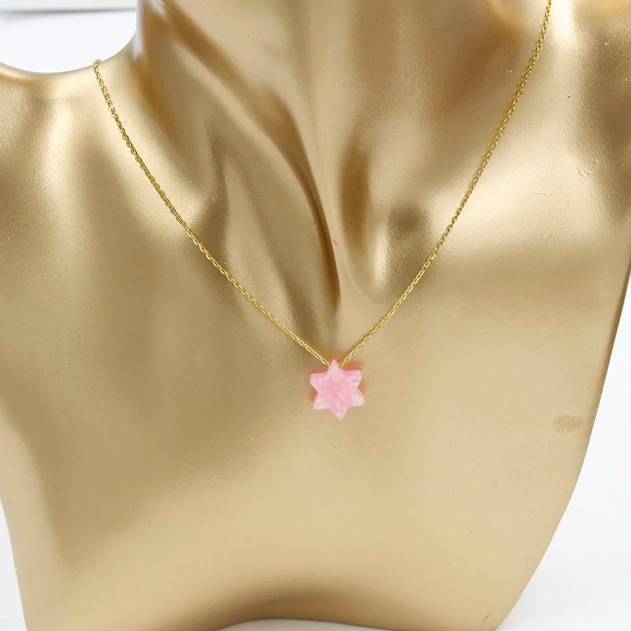 Jewish Jewelry Star Of David Plastic Opal Pendant Necklace