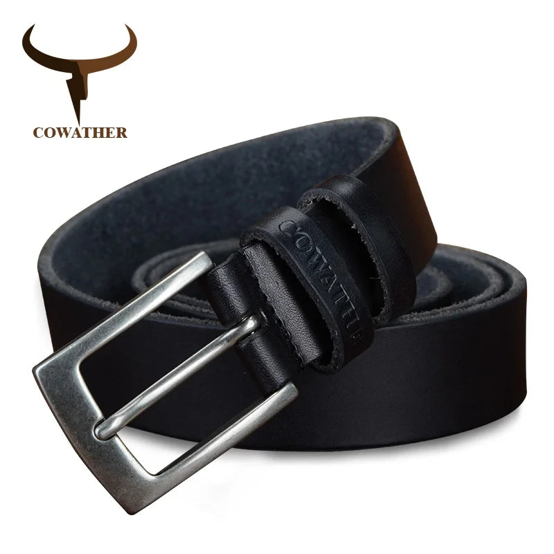 COWATHER top cow genuine leather men belts 2021 newest arrival three color hot design jeans belt for male original brand
