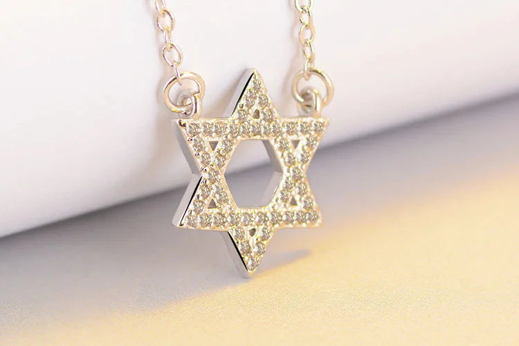 Zircon Magen Star Of David Hexagram Pendant Necklace
