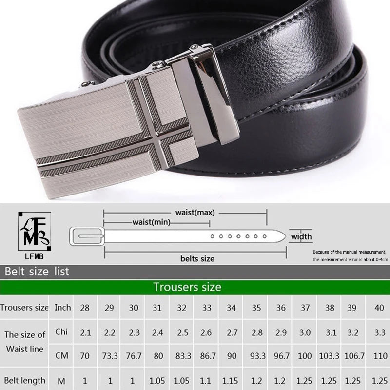 [LFMB] Mens Belts Luxury Men Leather Belt 2016 Cowskin Fashion Genuine Leather Buckle Waist High Quality Male Wedding Metal