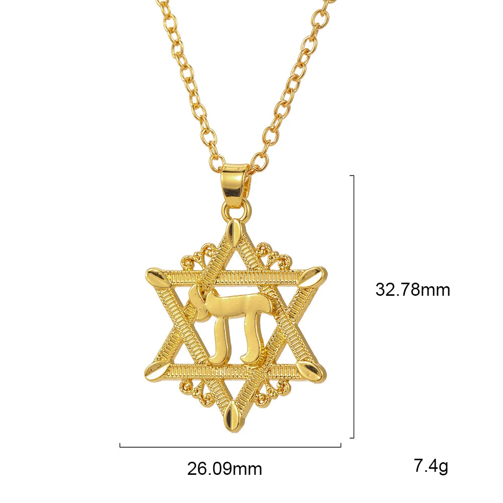 Hexagram Chai Pendant Star Of David Necklace