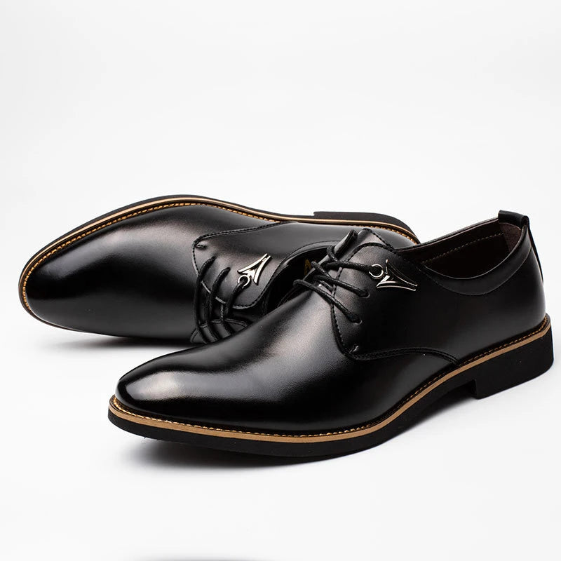 Luxury Brand Leather Concise Men Business Pointy Black Shoes Breathable Formal Wedding Basic Shoes Men Dress Shoes Fashion new