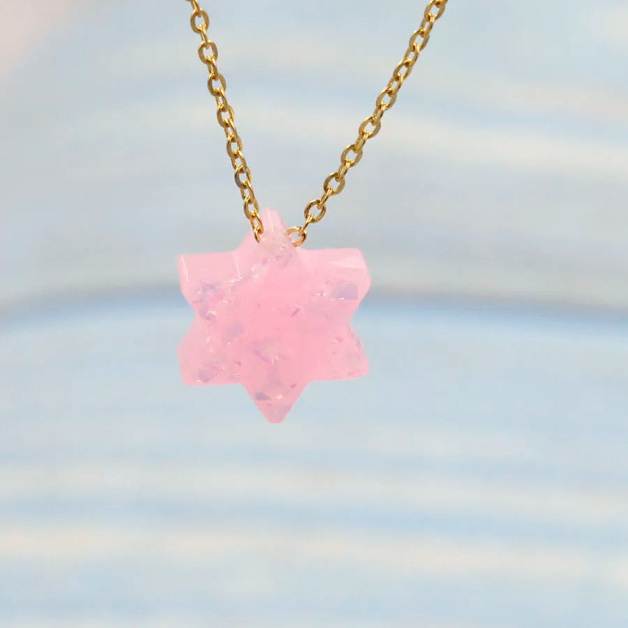 Jewish Jewelry Star Of David Plastic Opal Pendant Necklace