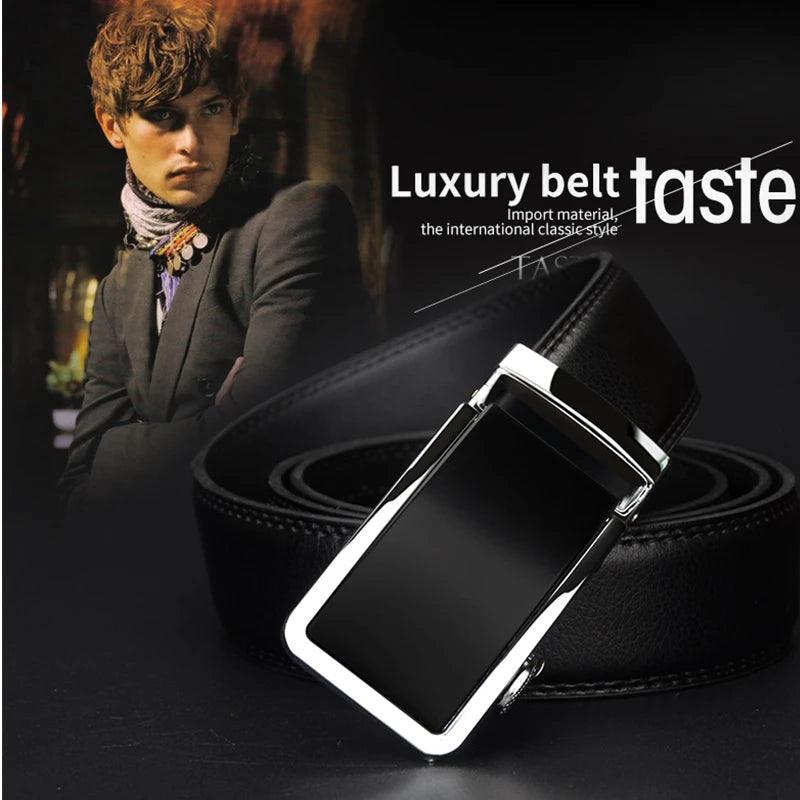 COWATHER 2021 Automatic Buckle Metal Belts for Men Cow Genuine Leather Belt high grade new Fashion style Leather Men Belts