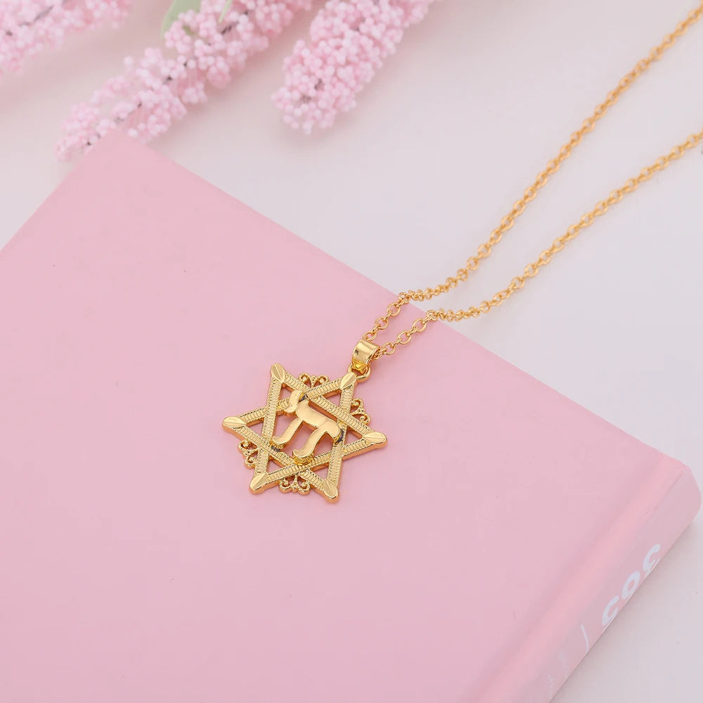 Hexagram Chai Pendant Star Of David Necklace