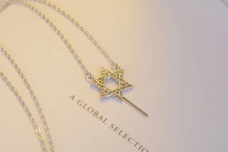 Zircon Magen Star Of David Hexagram Pendant Necklace