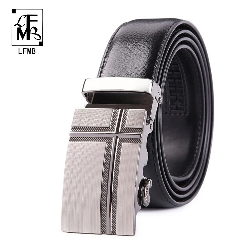 [LFMB] Mens Belts Luxury Men Leather Belt 2016 Cowskin Fashion Genuine Leather Buckle Waist High Quality Male Wedding Metal