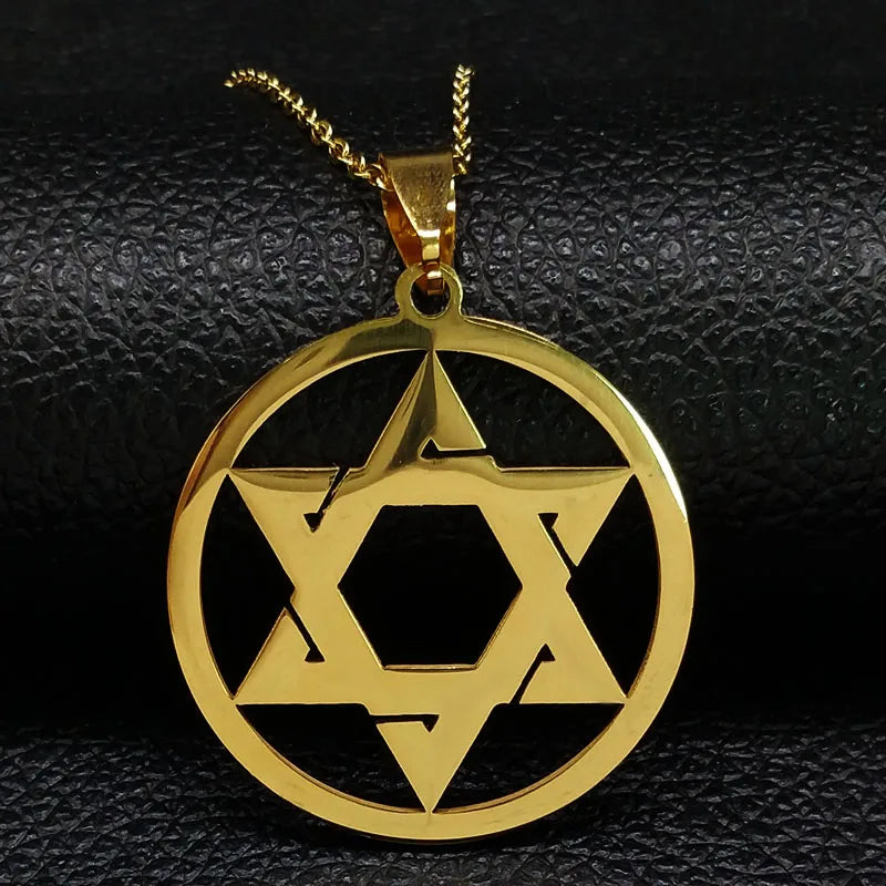 Star Of David Shield Stainless Steel Pendant Necklace