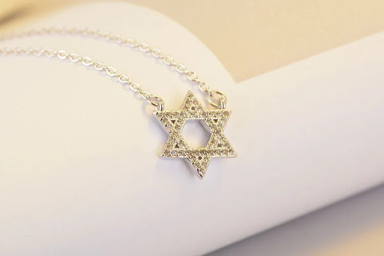 Zircon Magen Star Of David Hexagram Pendant Necklace