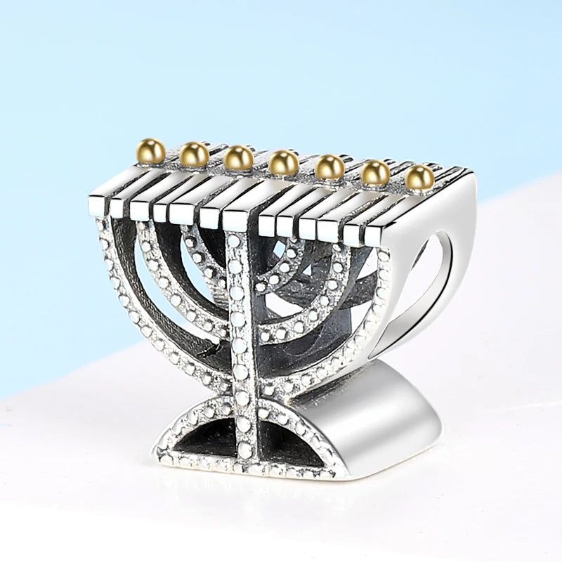 Menorah Judaica Jewish Beads Charms Jewelry