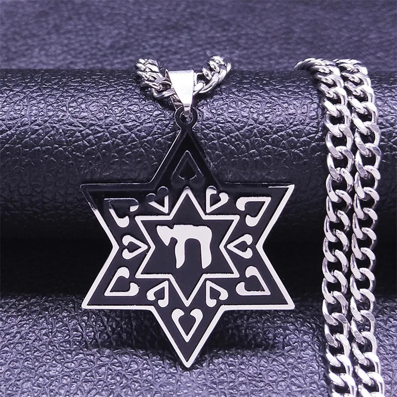 Hexagram Hebrew Jewish Chai David Star Necklaces