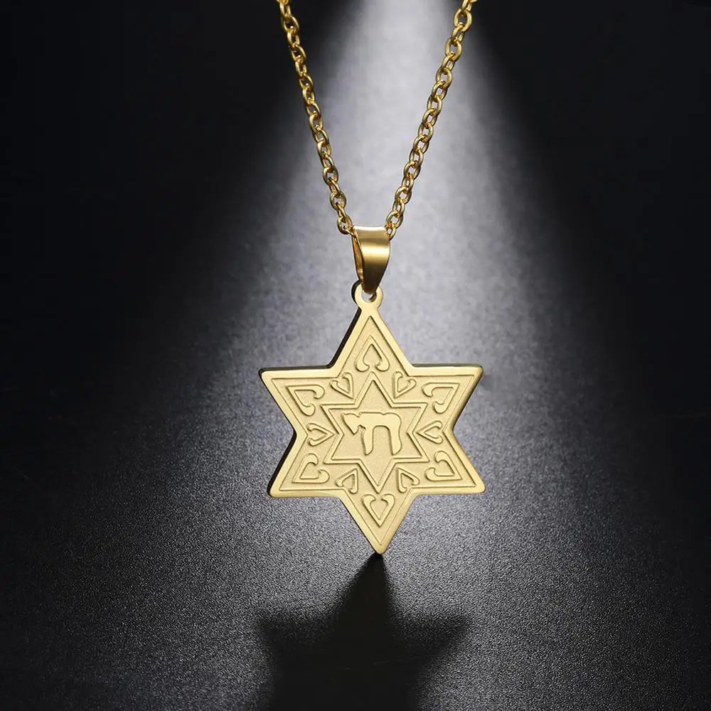 Jewish Judaism Star Of David Chai Pendant Necklace