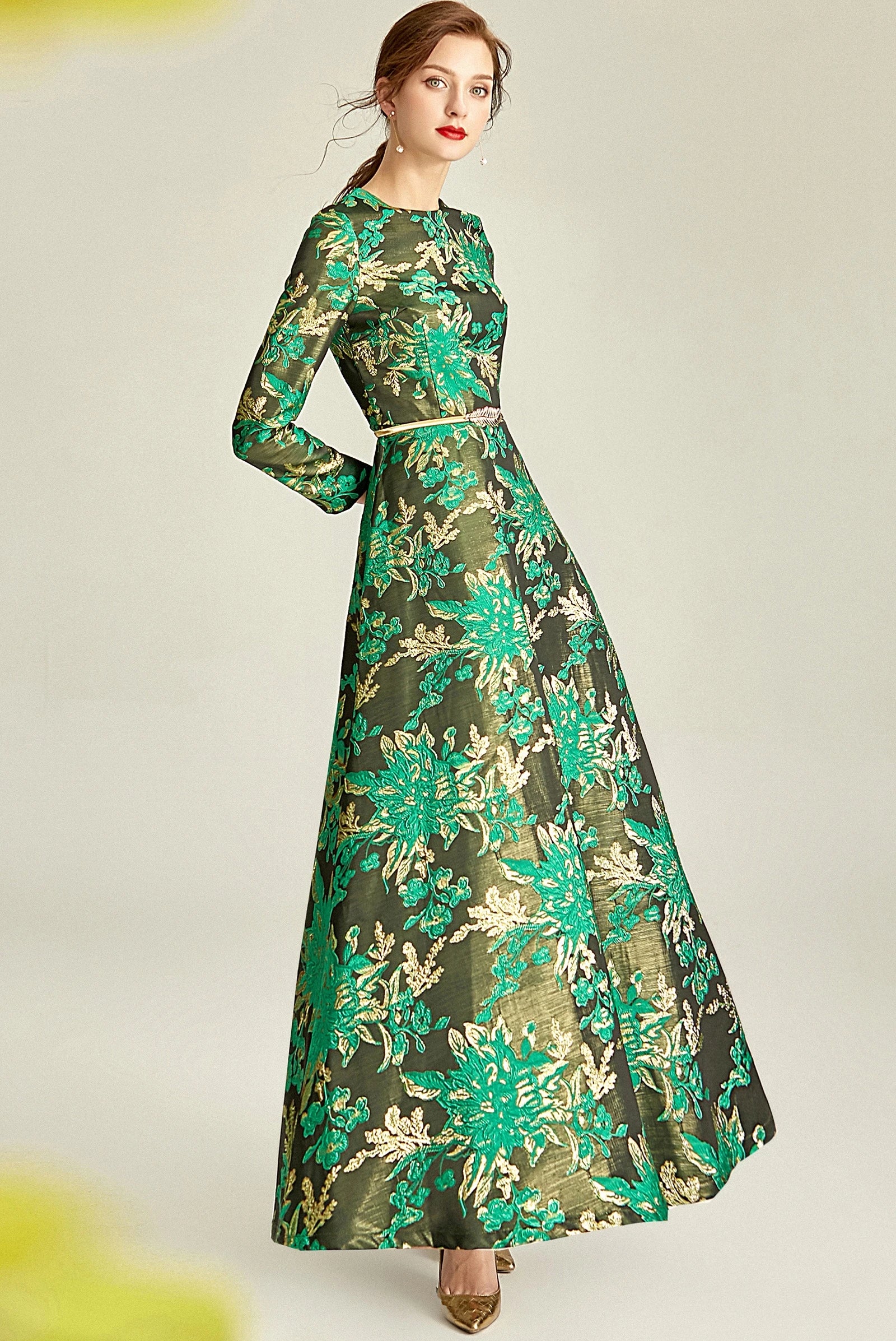 Jacquard Printed Long Dress