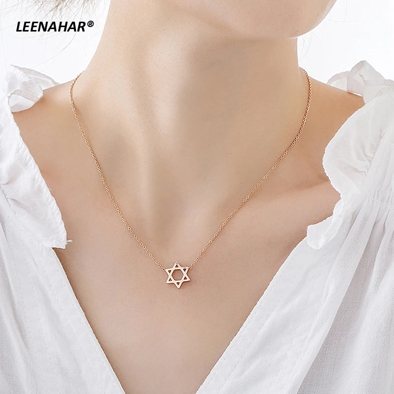 Stainless Steel Jewish Star Of David Necklace