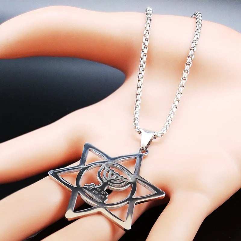 Menorah Star David Jewish Magen Judaica Necklace