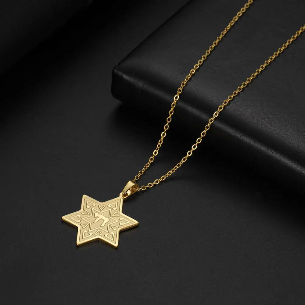 Jewish Judaism Star Of David Chai Pendant Necklace