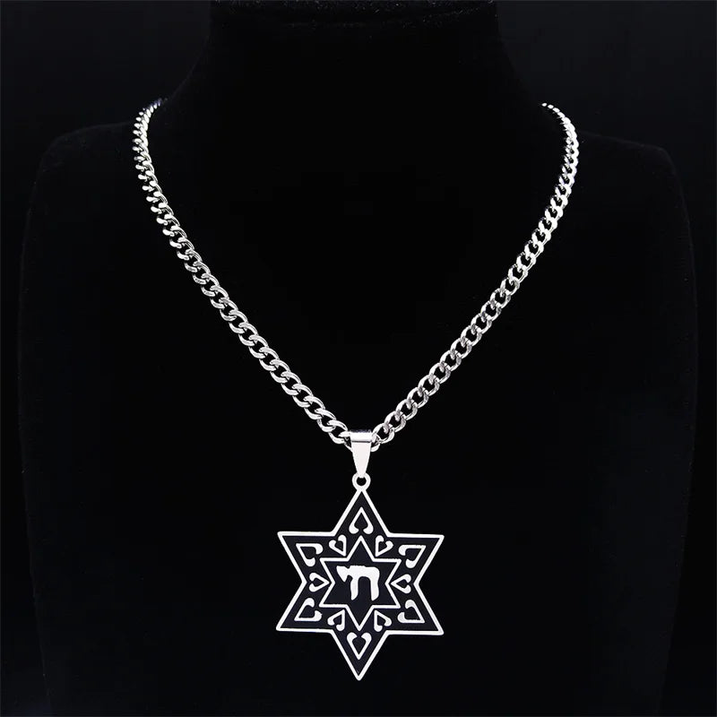 Hexagram Hebrew Jewish Chai David Star Necklaces