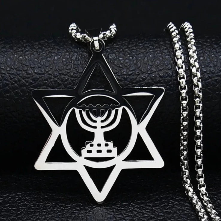 Menorah Star David Jewish Magen Judaica Necklace