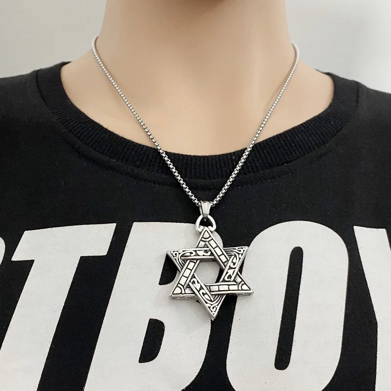 Star Of David Pendant Israel Chain Geometric Necklaces