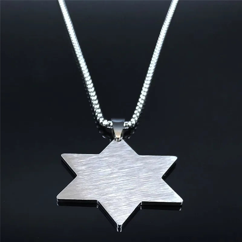 Stainless Steel Star Of David Solomon Pendant Necklace