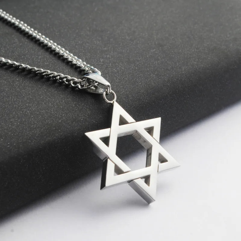 Jewish Star Of David Stainless Steel Statement Necklace