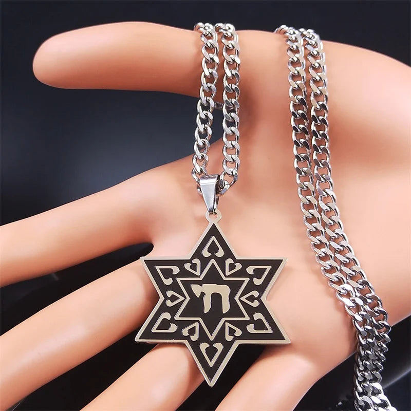 Hexagram Hebrew Jewish Chai David Star Necklaces