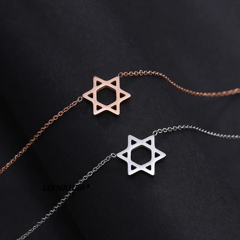 Stainless Steel Jewish Star Of David Necklace