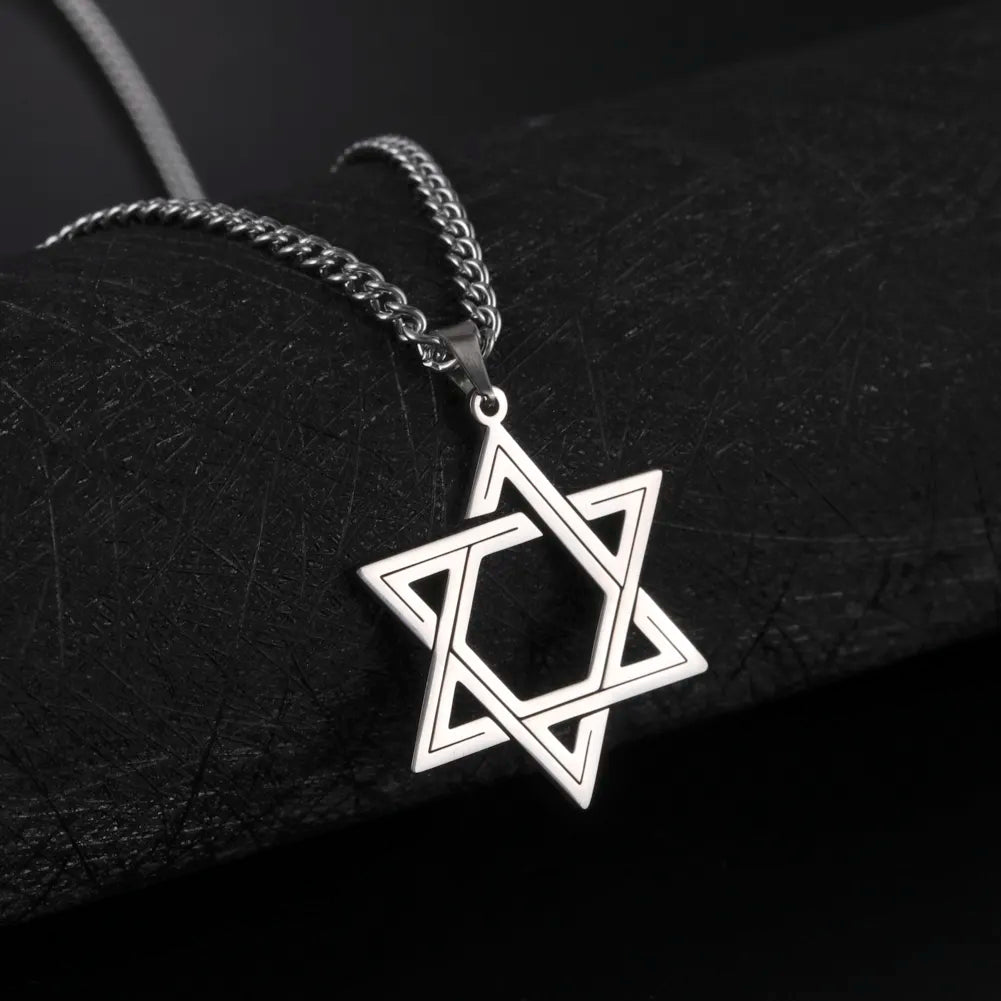 Jewish Six-pointed Star Stainless Steel Pendant Necklaces