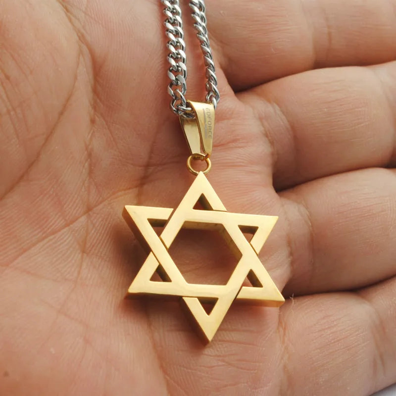 Jewish Star Of David Stainless Steel Statement Necklace