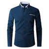 Faux Pocket Decorative Men's Long-sleeved Shirt European Size