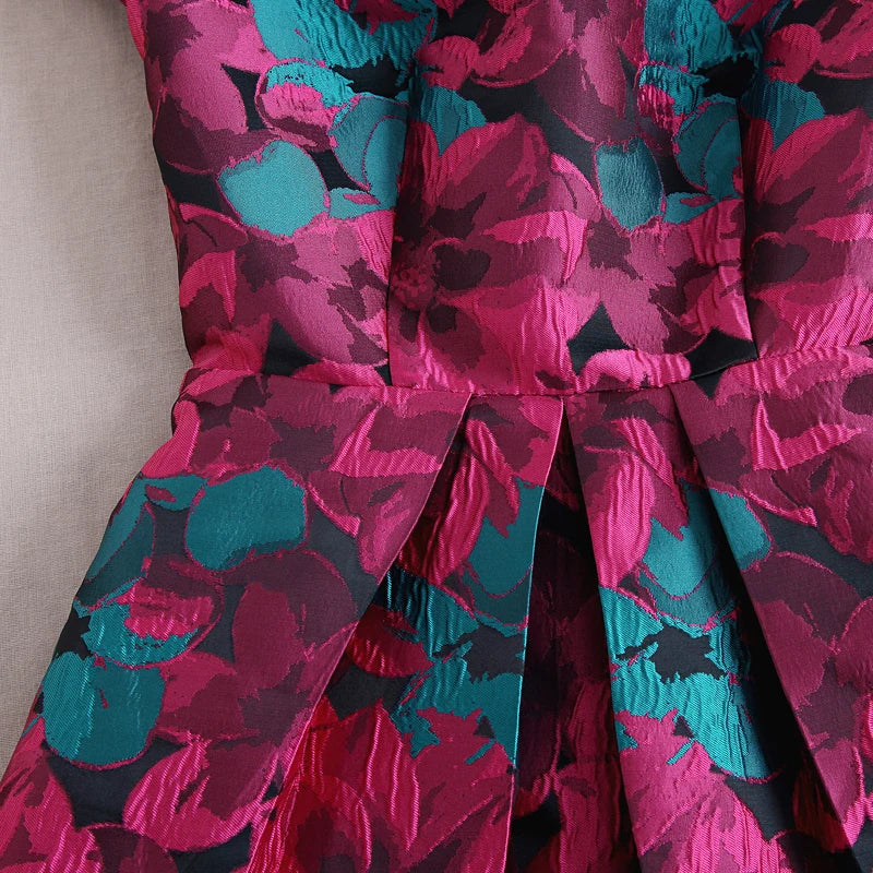 Long Maxi Floral Jacquard Dress