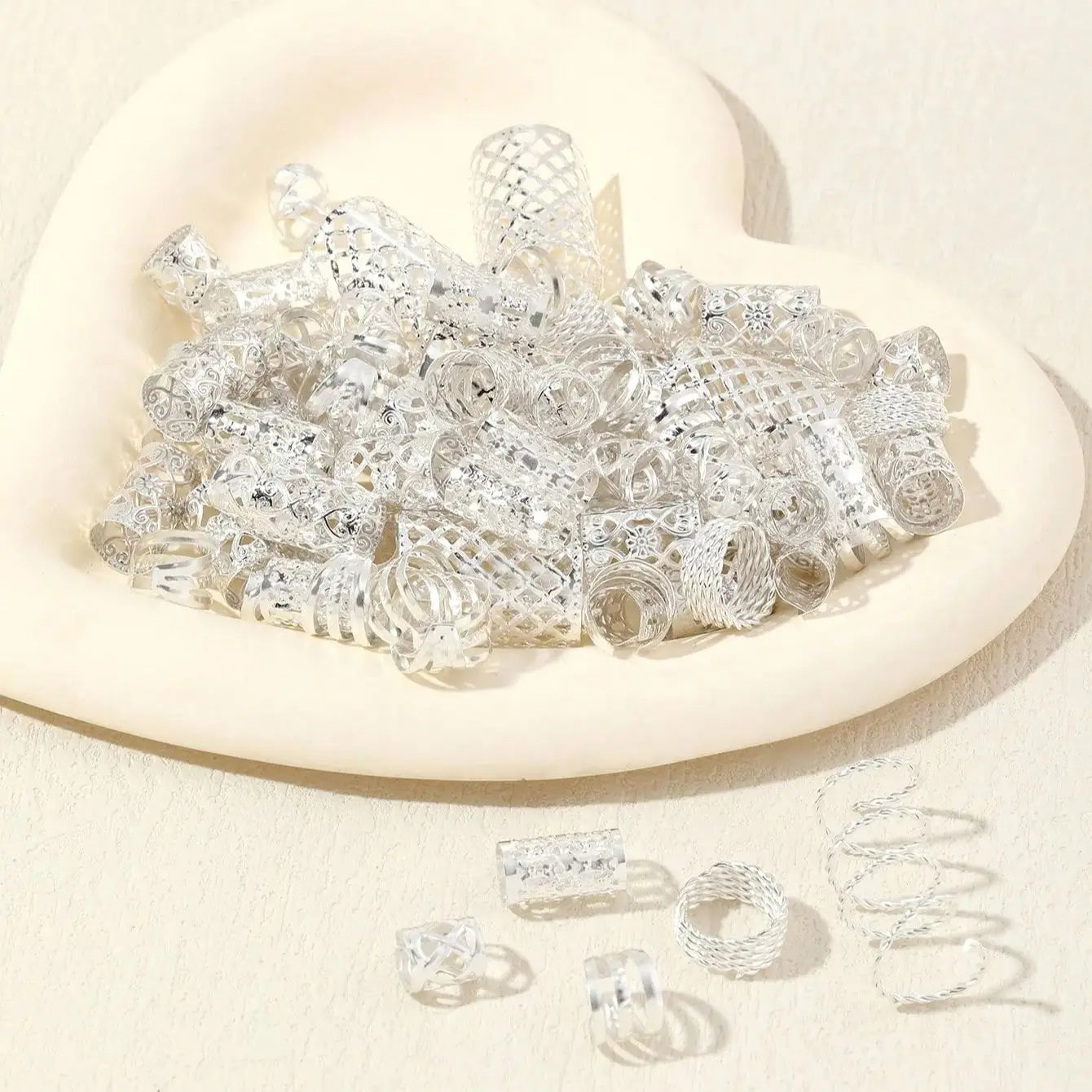 90pcs Hollow Out Hair Braid Ring