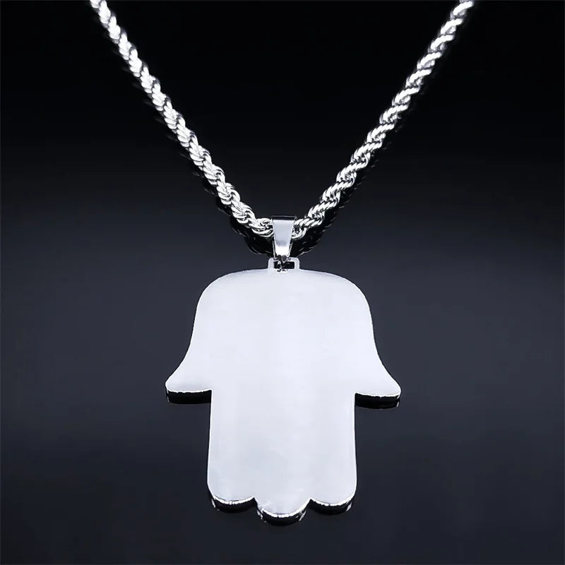 Hamsa Hand Chai Hebrew Letters Necklace